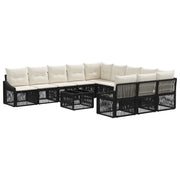 Set Divano da Giardino 12 pcs Nero polyrattan