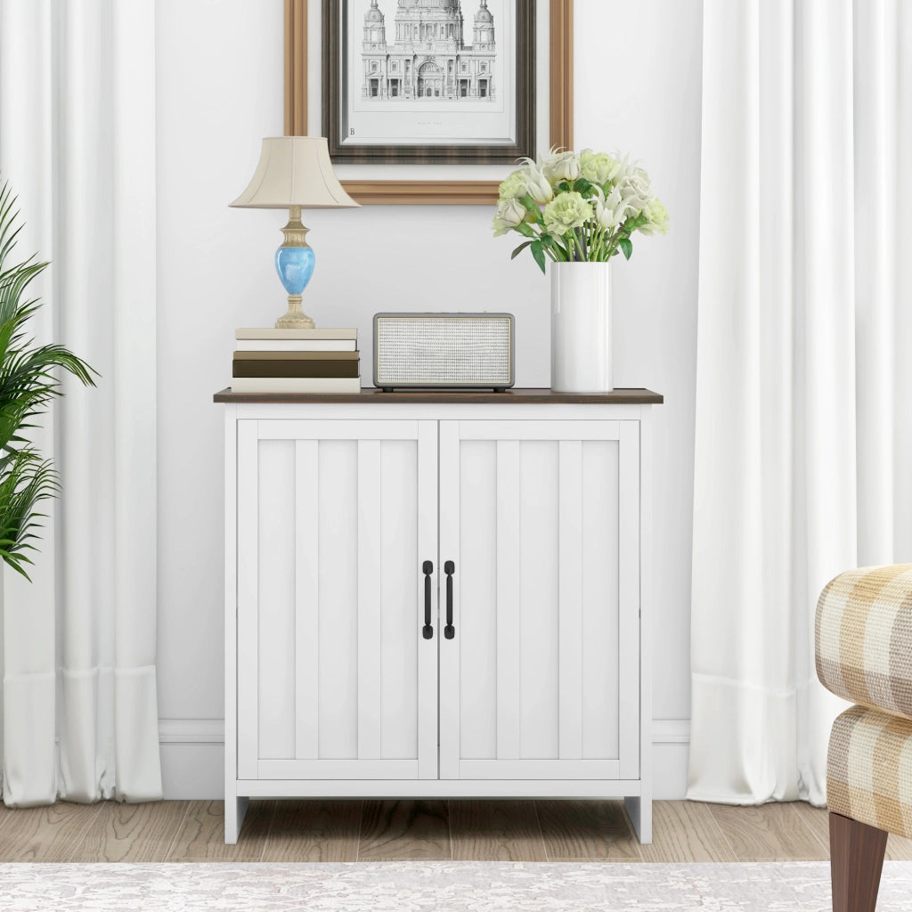 Credenza Moderna con Ante e Ripiano Regolabile ¨C Zephmum ¨C Bianco Legno 80x40x80