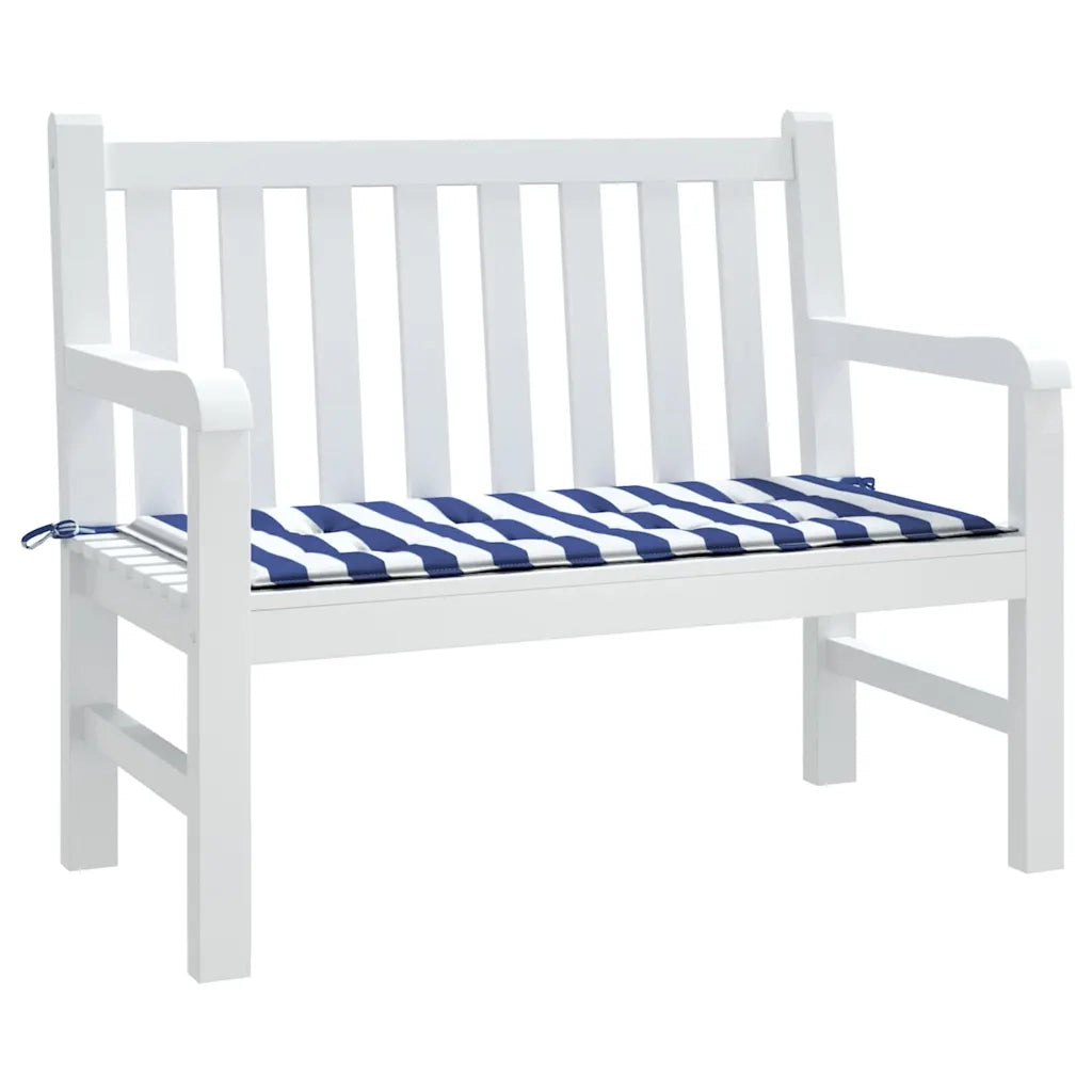 Cuscino Panca Giardino Bianco e Blu 120x50x3 cm Tessuto Oxfordcod mxl 101710