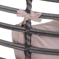 Poltrona da Esterno in Rattan a Goccia Stile Boho con Cuscino, 101x89x156cm Grigio e Beige
