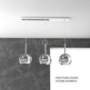 SOSP. OTTONE SAT. RETTANGOLARE 3 LUCI VETRI TUTTI PICCOLO CROMO 1155OS-S3 RP-CR