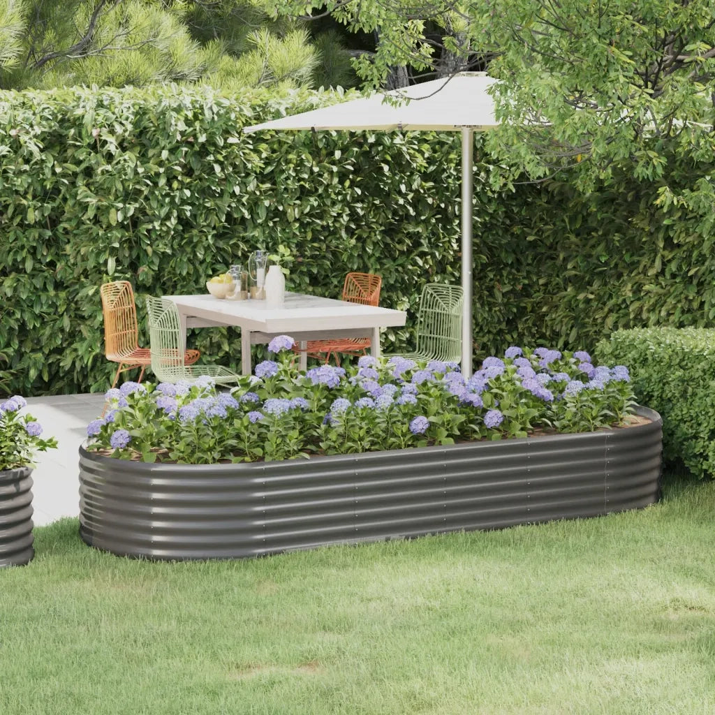 Fioriere | Cassetta per fiori | Letto Giardino Acciaio Zincato 249x100x36cm Grigio
