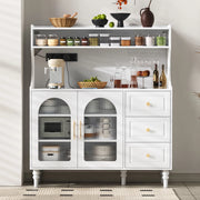 Armadio da cucina con prese e cassetti - Zephmum - Bianco - Ripiani regolabili, porta bicchieri