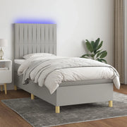 Letto a Molle Materasso e LED Grigio Chiaro 80x200 cm Tessuto cod mxl 43243