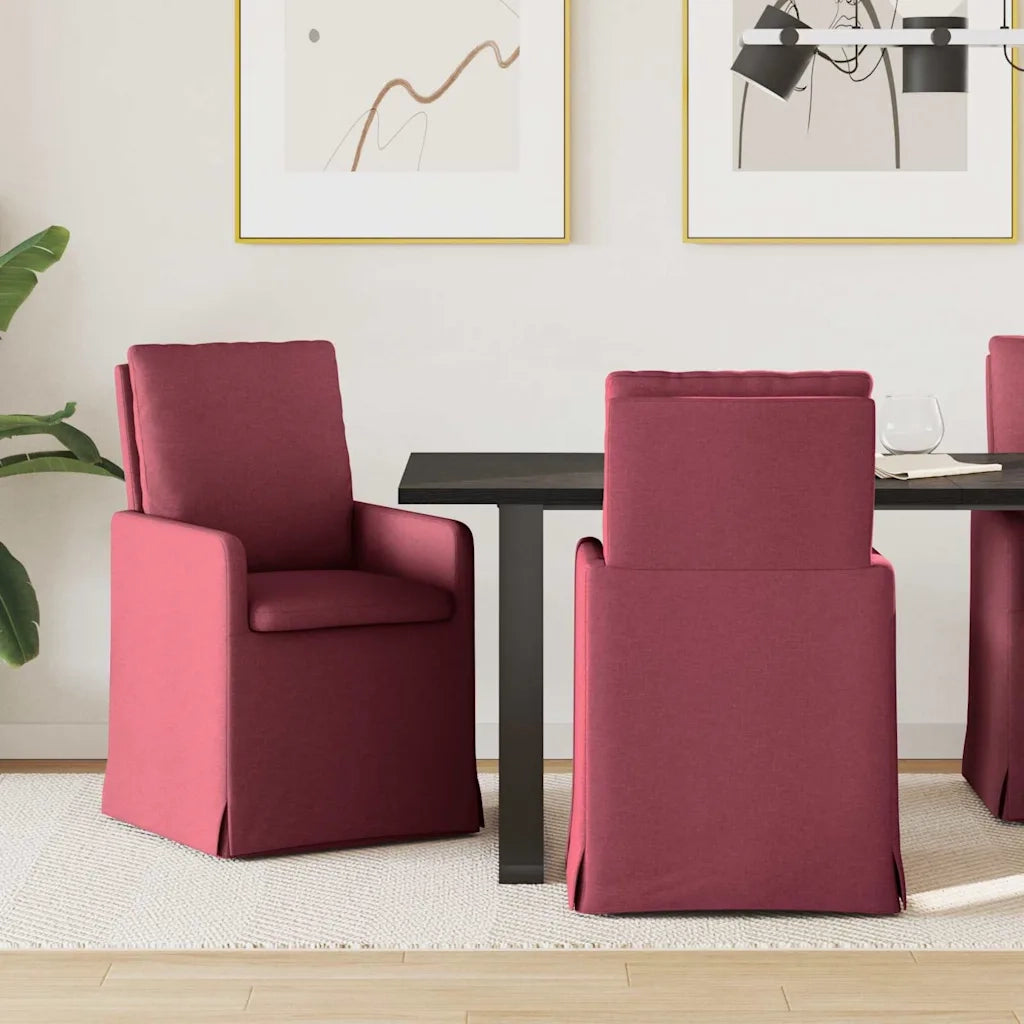 Sedie da pranzo 2 pz | Sedie da cucina Rosso vino 57 x 67 x 98 cm Tessuto