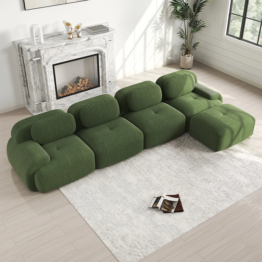 Set 3 posti + 3 pouf - Xylo - Velluto costato, 32D, per home cinema
