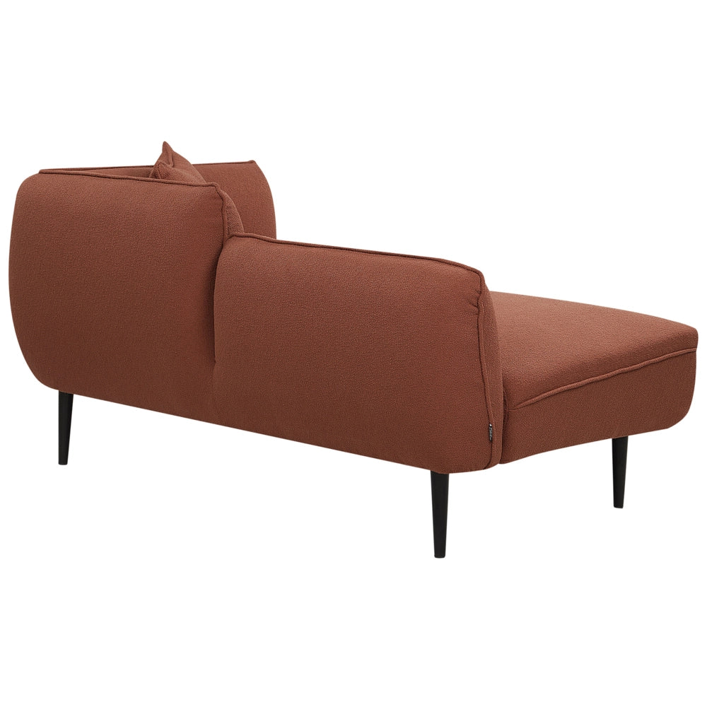 Chaise longue Destra in poliestere rosso con cuscino e gambe metallo da salotto