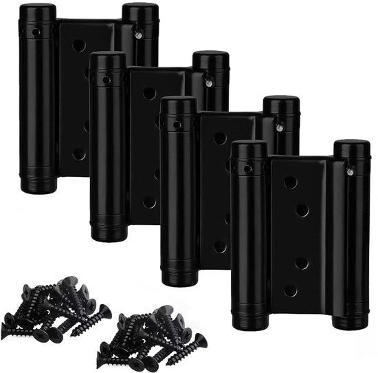 Hinges per porta 3 pollici - Doppio funzionamento - In acciaio inossidabile - Chiusura automatica - Regolabile - Incluso 32 viti nere - Porte