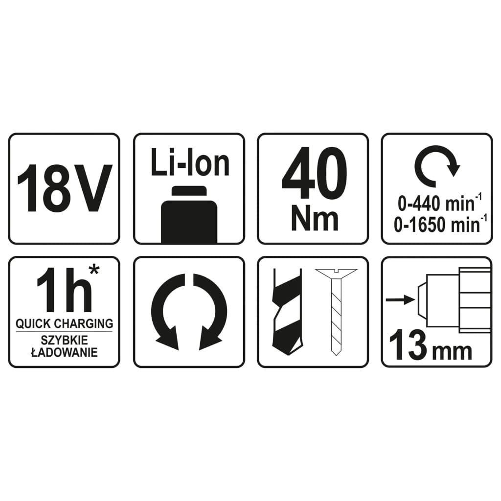 YATO Trapano Avvitatore senza Batteria 18V 40Nm 434505