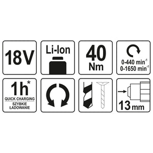 YATO Trapano Avvitatore senza Batteria 18V 40Nm 434505