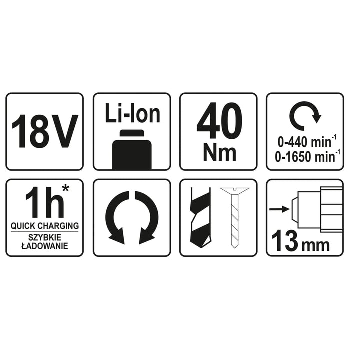 YATO Trapano Avvitatore senza Batteria 18V 40Nm 434505
