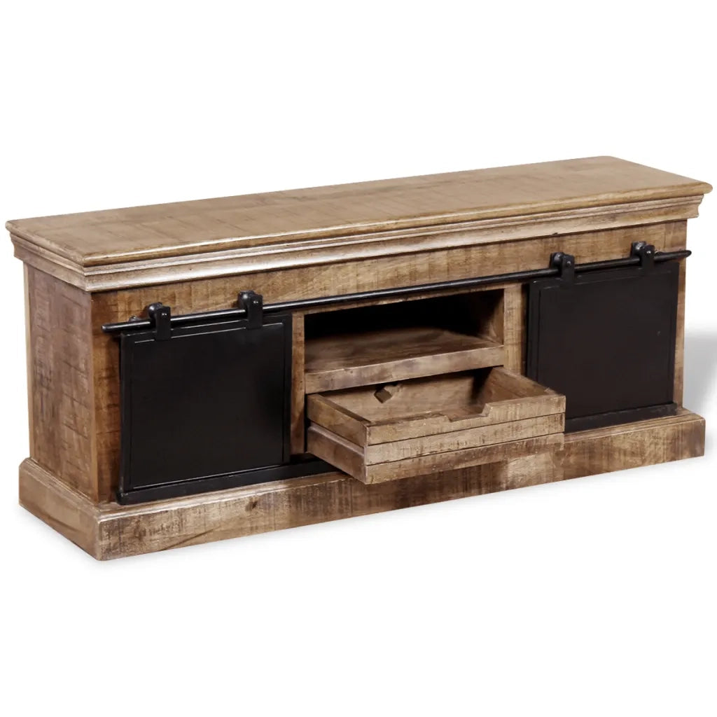 Mobile TV 2 Porte Scorrevoli Legno Massello Mango 110x30x45 cm 244019