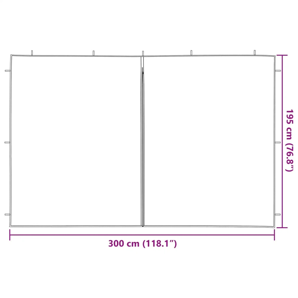 Parete per tenda da festa 2 pcs Rosso 300 x 195 cm PE e Acciaio