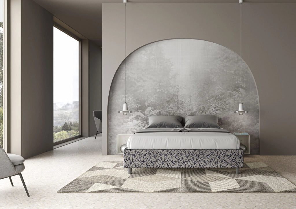 Letto Matrimoniale Sommier 160x210 cm con Rete e Contenitore Azelia Era 09 Blu
