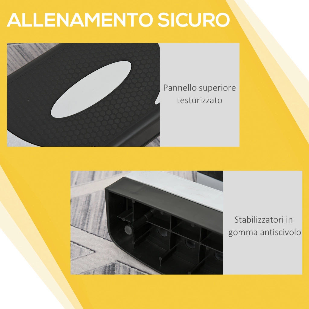 EasyComfort Stepper da Aerobica Regolabile in Altezza 10-15-20 cm Antiscivolo, Nero e Grigio