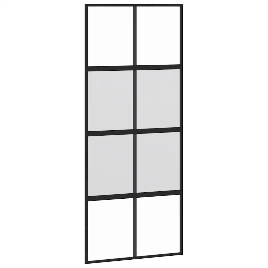 Porta Scorrevole Set Ferramenta Nera 90x205 cm Vetro Temperato 3375973