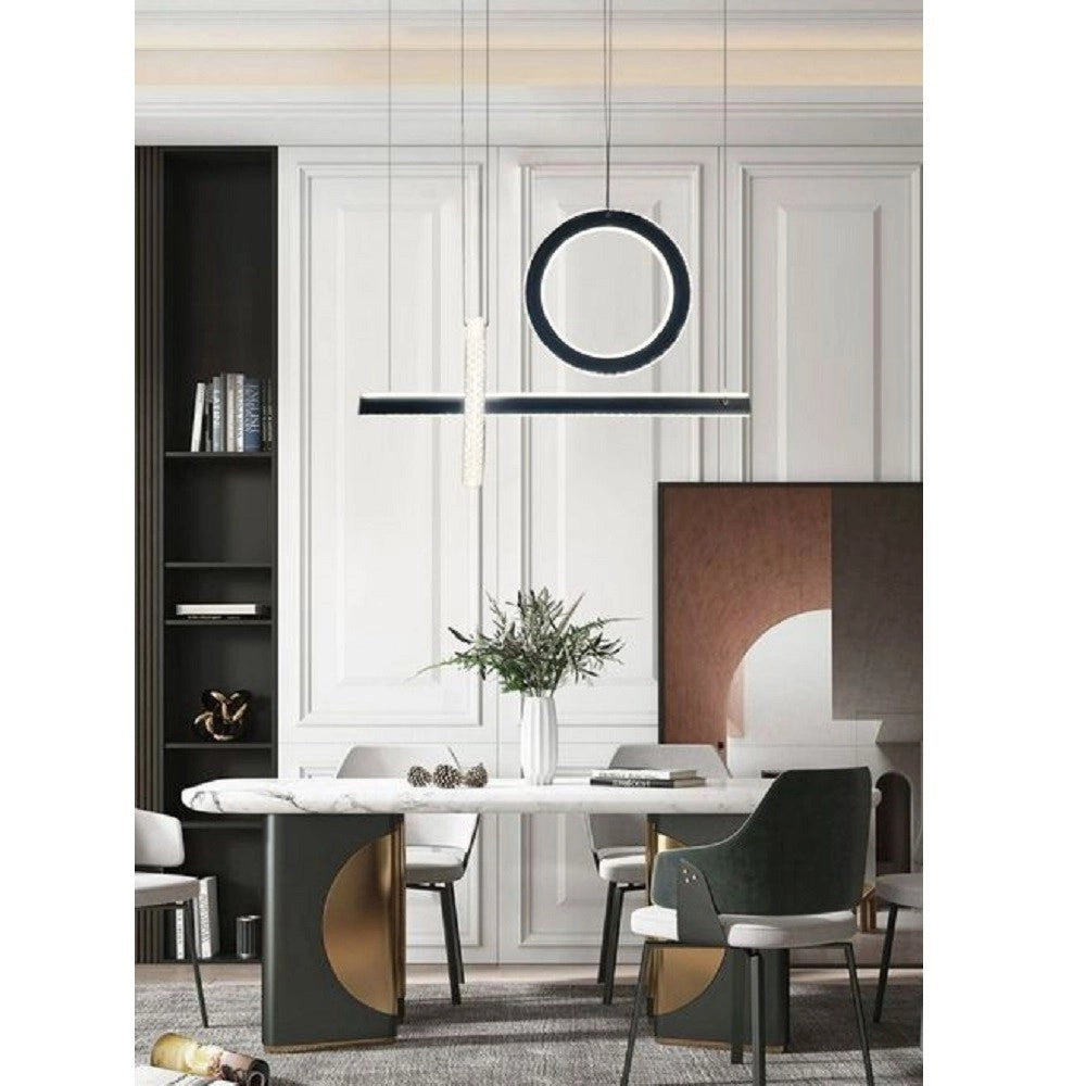 Trade Shop - Lampadario Led 80w A Sospensione Luce 6500k 4000k Effetto Cristallo Moderno Lp-23 -