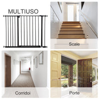 Cancelletto per Cani Estensibile con Viti e Ampia Apertura 76-107x76 cm in Metallo e Plastica Nero