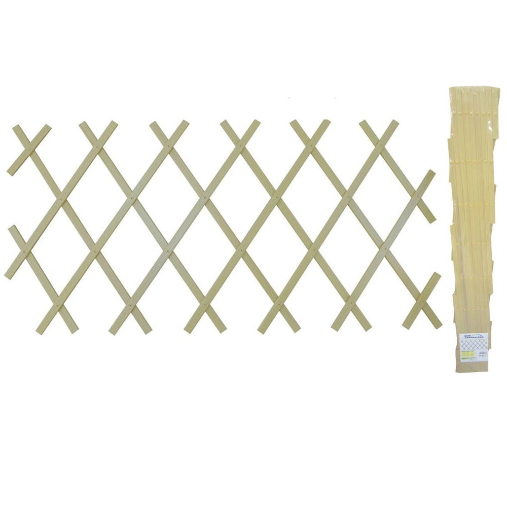Trade Shop - Traliccio Rete In Vimini Bamboo 100 X 200 Cm Estensibile Beige Piante Rampicanti -