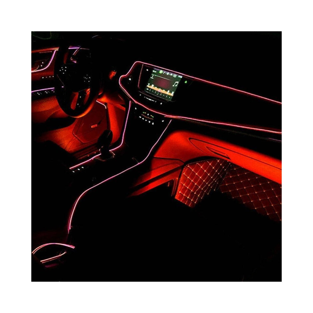 Trade Shop - Striscia Led Fluorescente Rosso Luci Ambiente Neon 12v 14w Illuminazione Auto -