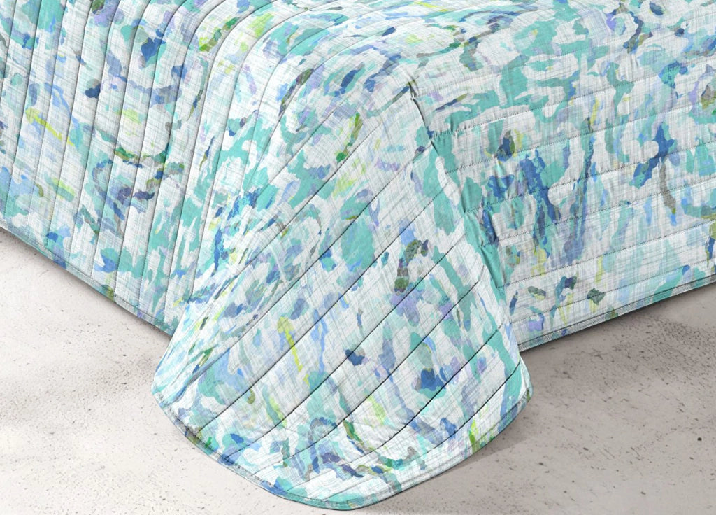 Quilt Trapuntino Piumino Estivo 100gr/mq Microfibra Summer Pennellate - Matrimoniale - D3 Azzurro