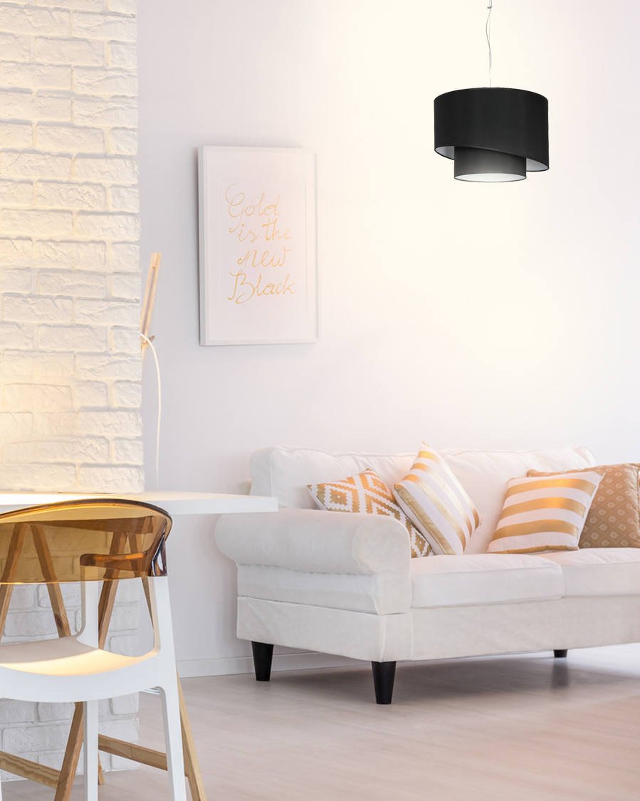 Ollastra, Lampada a Sospensione Materiale Struttura in Tessuto, Nero