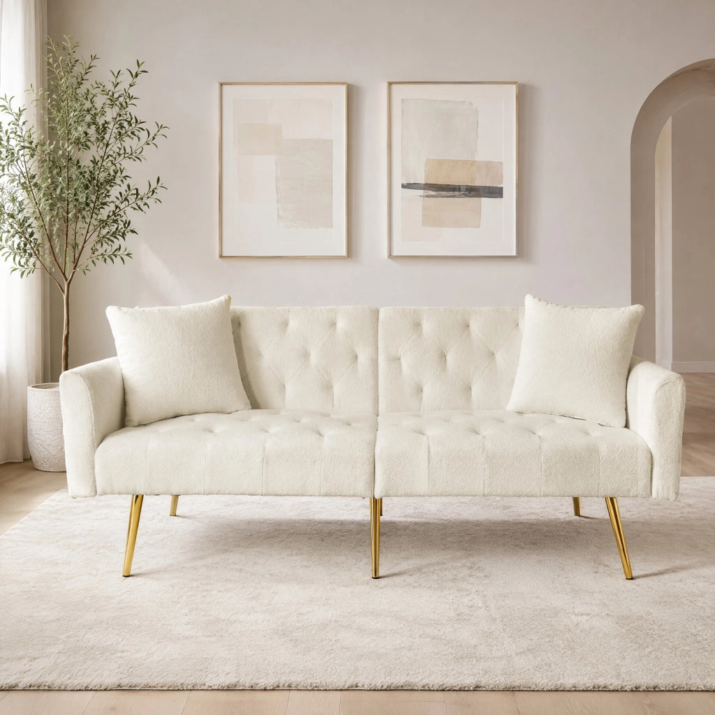 Divano a 2 posti in Teddy-Fleece con schienale reclinabile a 3 posizioni; beige