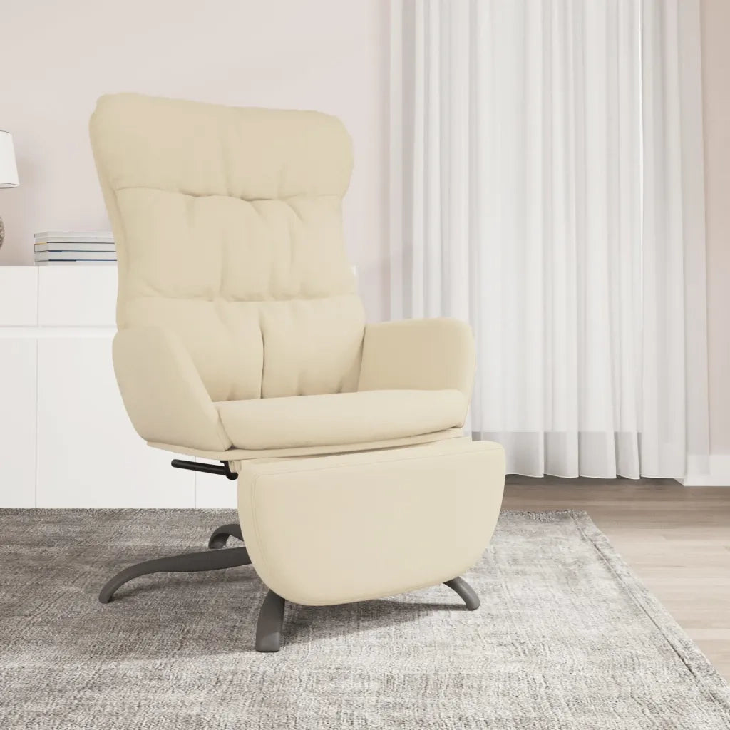 Poltrona Relax con Poggiapiedi Crema in Tessuto cod mxl 7024