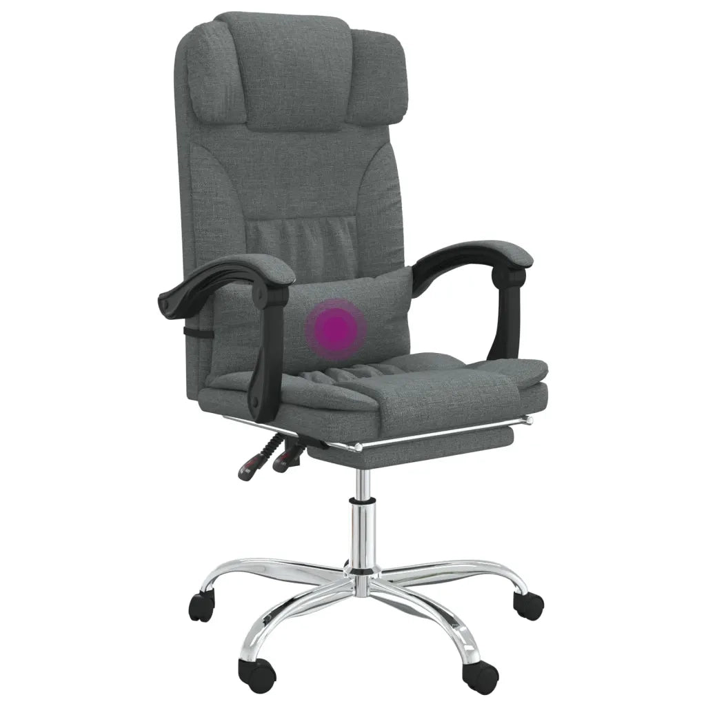 Sedia da Ufficio Massaggio Reclinabile Grigio Scuro in Tessuto cod mxl 5531