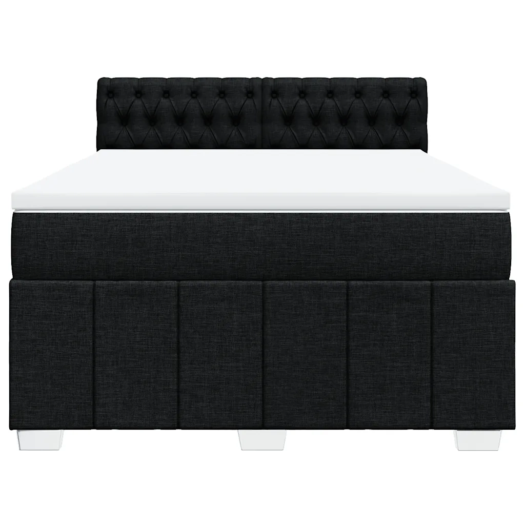 Giroletto a Molle con Materasso Nero 140x190 cm in Tessuto