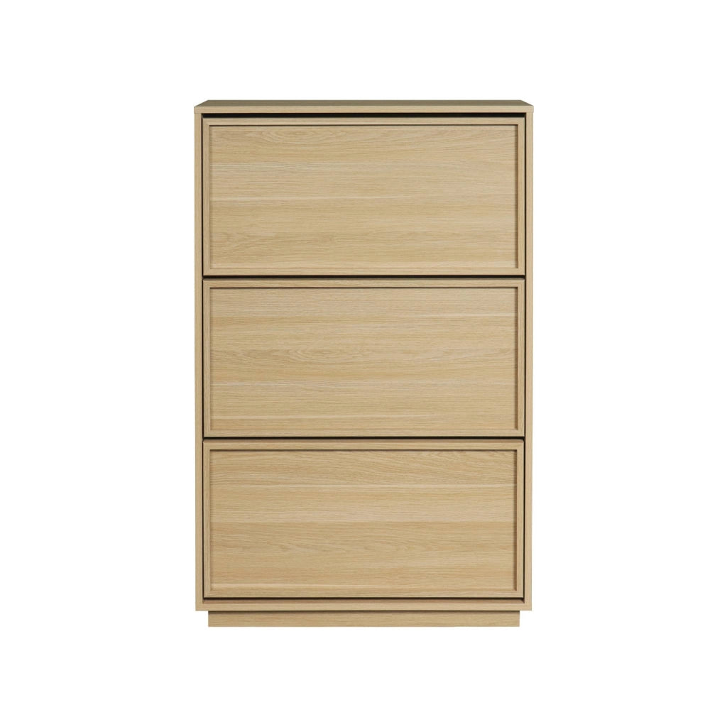 Scarpiera in legno, 3 ante, marrone naturale
