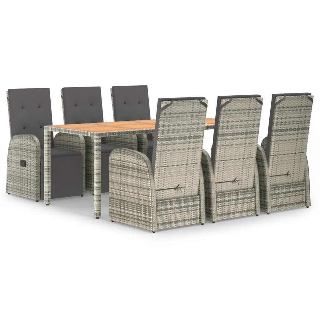 Set da Pranzo da Giardino 7 pz con Cuscini in Polyrattan Grigio 3157595