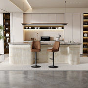 Sgabello da bar set da 2 girevole 360° e regolabile in altezza con seduta imbottita in tessuto tecnico marrone e nero