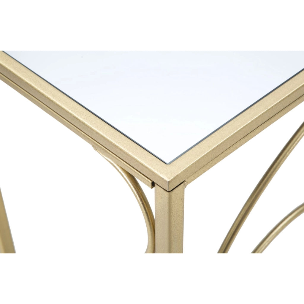 Consolle Art in ferro, MDF e specchio gold – 140 x 40 x H 80 cm