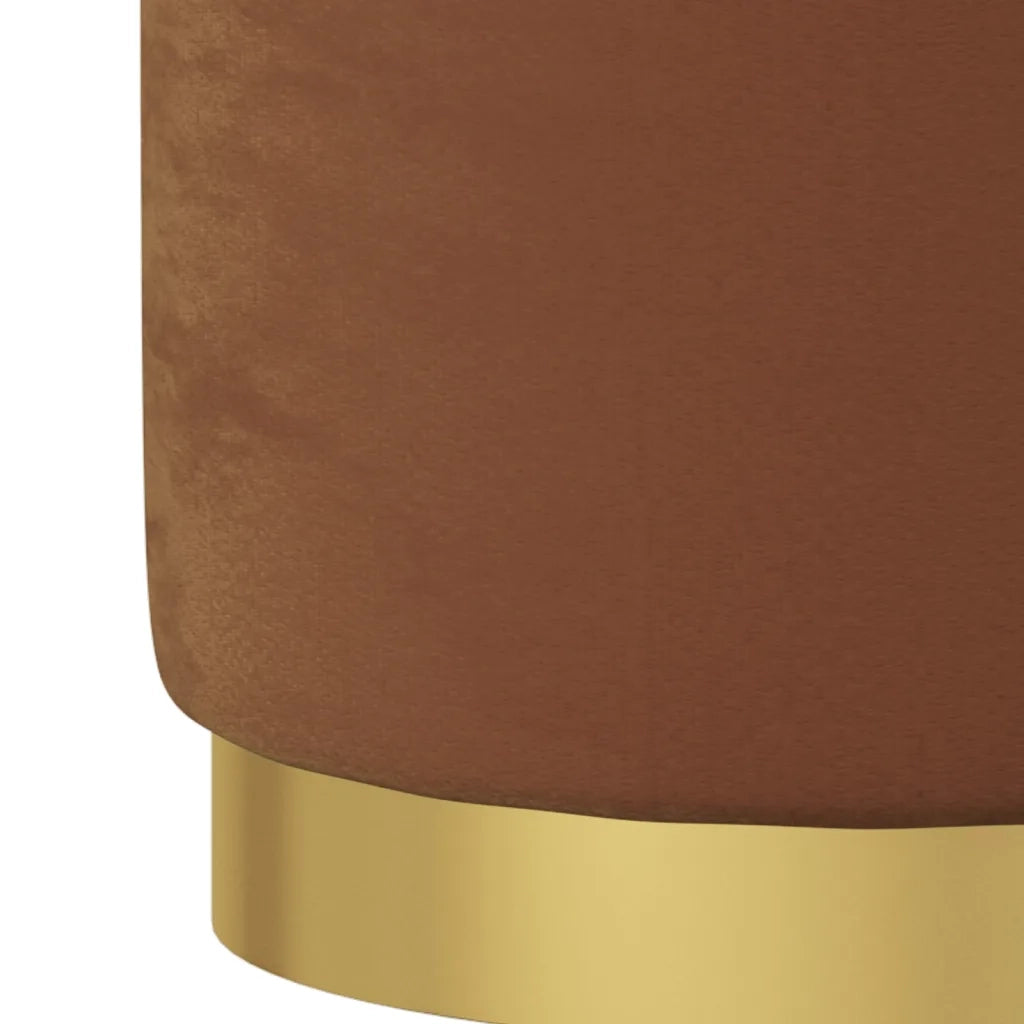 Sgabello Rotondo con Contenitore Marrone in Velluto 31 x 37 cm 340289