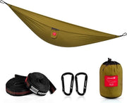 Hammock da Campeggio - Hammock Portatile per Viaggi con Cinture per Albero 270 x 145cm per Escursioni, Passeggiate, Picnic, Giardino, Spiaggia (Khaki)