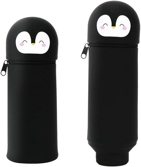 Etui 2 in 1 per bambini, custodia pinguino per matite e oggetti, custodia per scuola, custodia per bambini e ragazze, custodia per matite e oggetti, custodia pinguino per oggetti di scuola