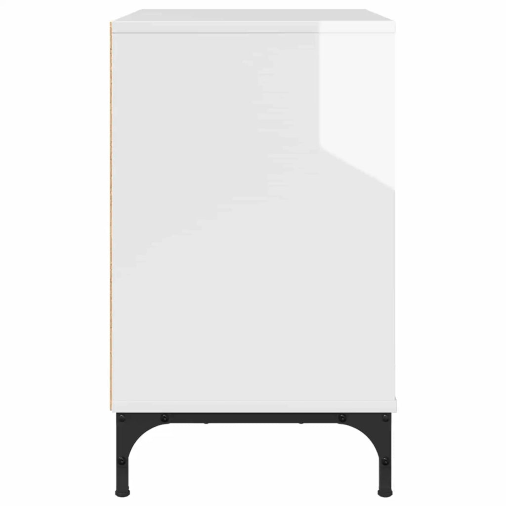 Comodino Bianco lucido 63.5 x 36 x 61 cm Legno multistrato 883468
