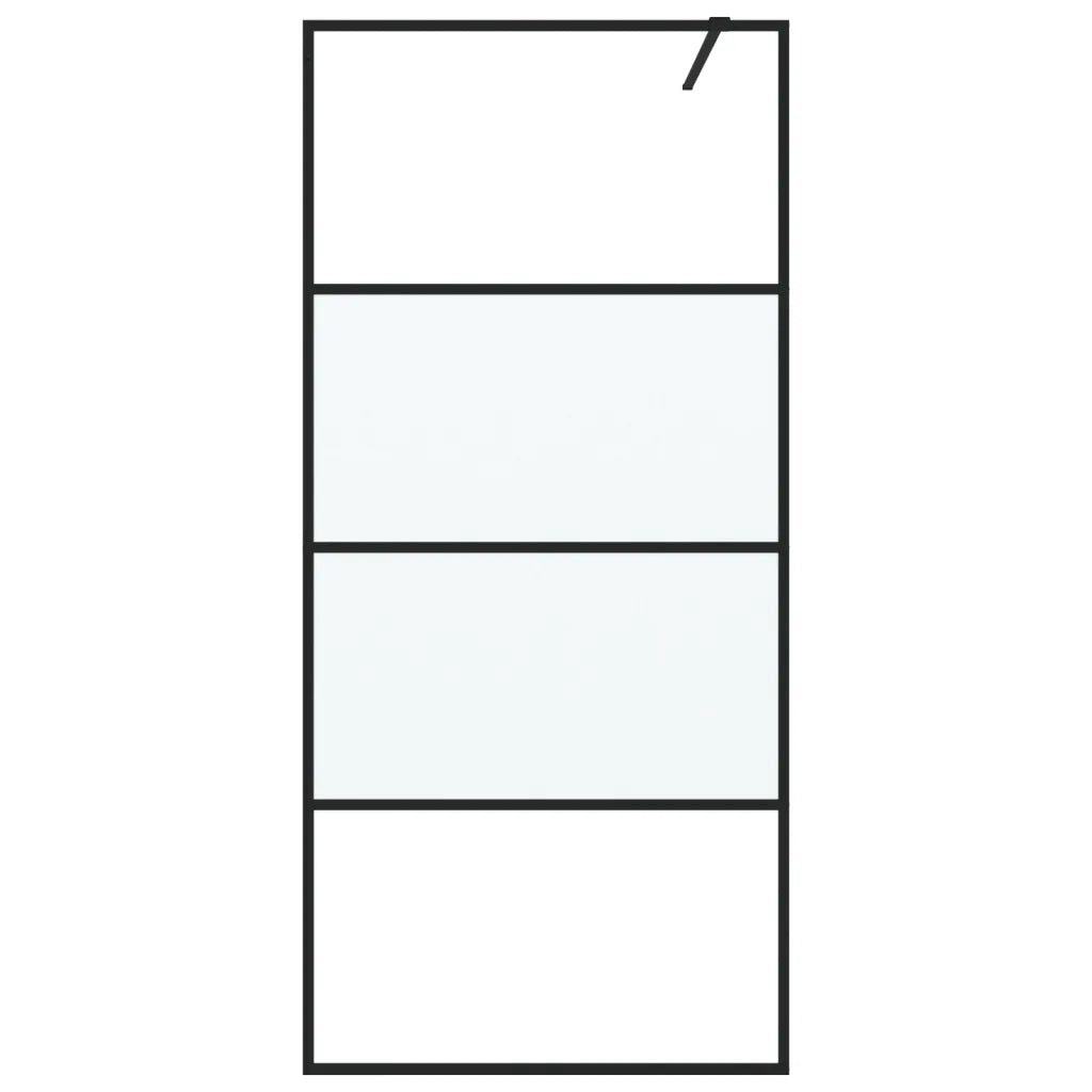 Parete Doccia Walk in Nera 90x195 cm Vetro Semi Smerigliato ESG