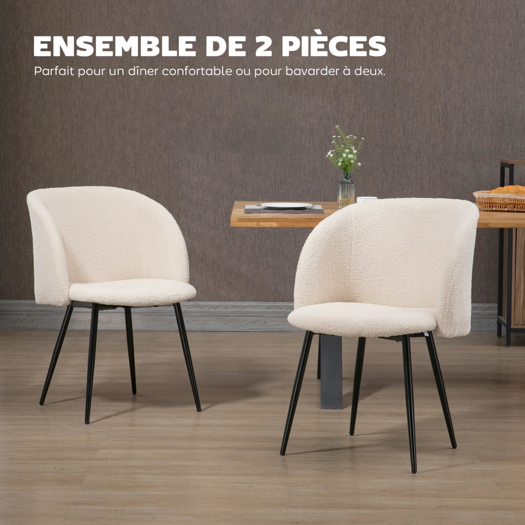 Sedia da pranzo con schienale in tessuto ¨C Zephmum ¨C Beige e Nero 55x62x80 cm