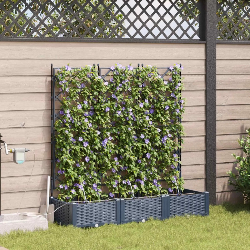 Vaso da giardino 3 pcs Grigio 120 x 40 x 126 cm Plastica 42002875