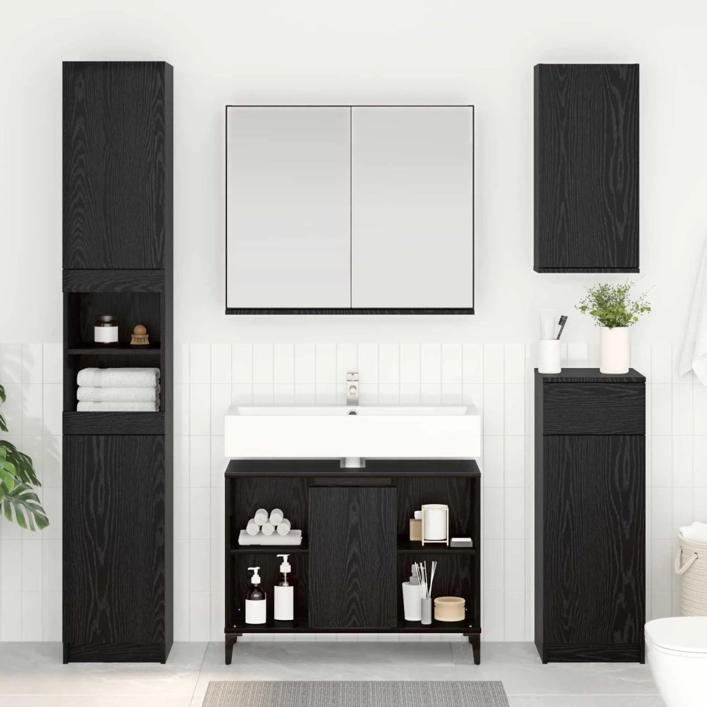 Armadio sottolavello con porta Rovere Nero 80 x 33 x 60 cm