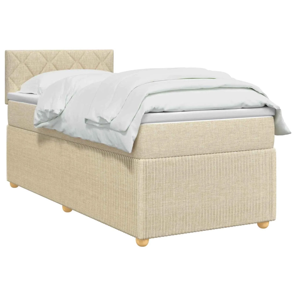 Letto box spring con materasso Crema 80 x 200 cm Tessuto 3451347