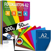 Set di Carta Colorata A2 - 50 Fogli - Carta per Attività e Fogli Colorati con Cartone