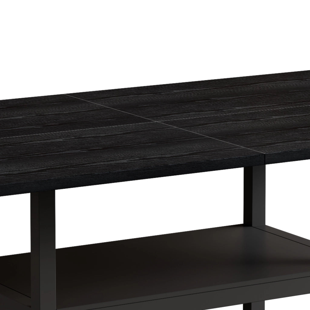Tavolo da pranzo 160x90x76 cm con ripiano integrato in MDF e metallo nero