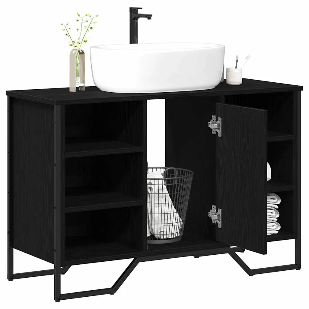 Armadio per Lavabo da Bagno Rovere Nero 91 x 35 x 60 cm 869185