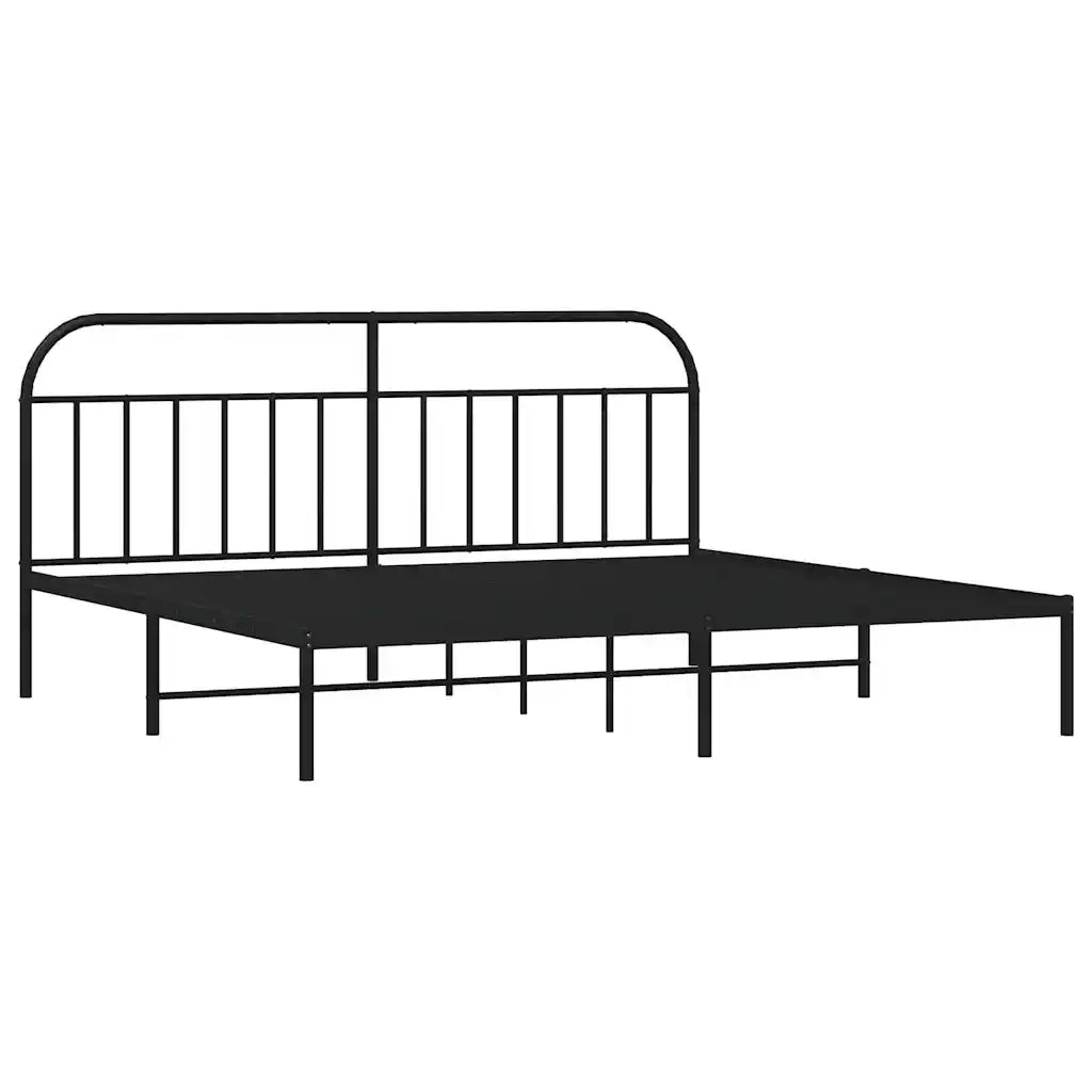 Giroletto con Testiera-Struttura Letto con testiera in Metallo Nero 200x200 cm 143324