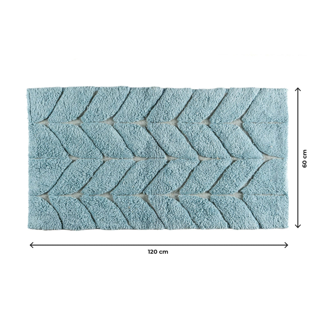 Tappeto Bagno Antiscivolo In Cotone Effetto Rilievo Assorbente, Morbido, Lavabile in Lavatrice 50x80 / 60x120 cm Azzurro - 60x120 cm