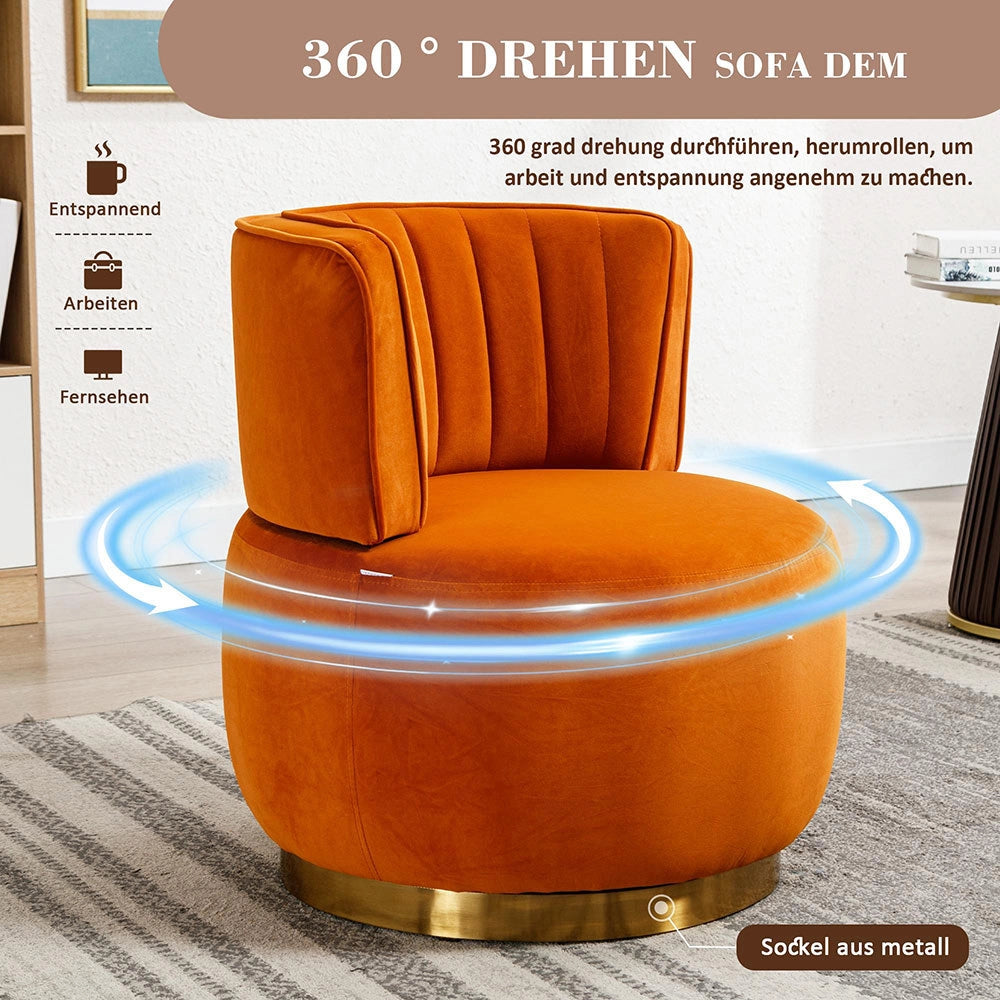 Sedia girevole moderna - Xylo - 360 gradi rivestimento velluto arancione