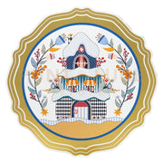 SET 2 SOTTOPIATTI NATALIZI IN CRISTALLO ACRILICO DECORATO DISEGNO CASETTA